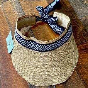 SEA & GRASS woven tie on sun visor. NWT